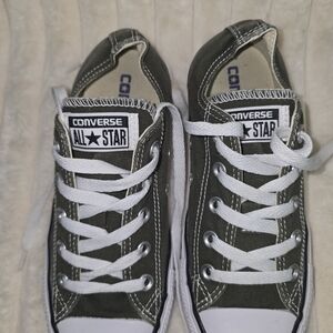 Converse All Star Olive Green Low Top Sneakers with White Laces